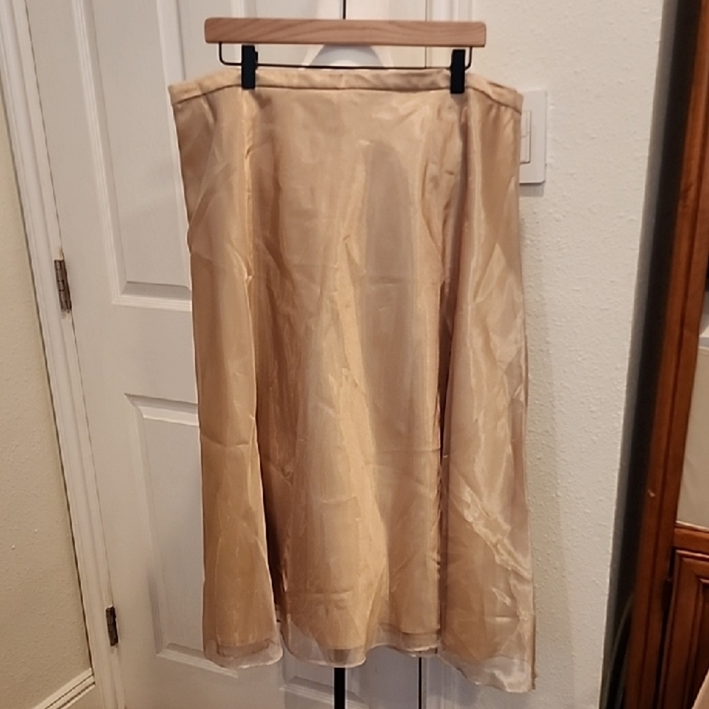 NWT David's Bridal, Elegant Gold Women's Skirt, Organza Tea Length 22